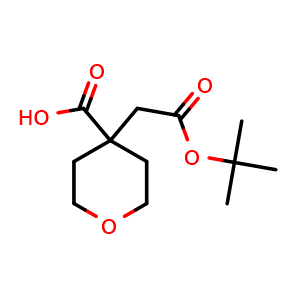 Chemical structure of 4-(2-tert-butoxy-2-oxo-ethyl)tetrahydropyran-4-carboxylic acid , CAS 1955560-88-9, AChemBlock X184782