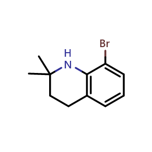 Chemical structure of 8-bromo-2,2-dimethyl-3,4-dihydro-1H-quinoline , CAS 1784807-68-6, AChemBlock X184809