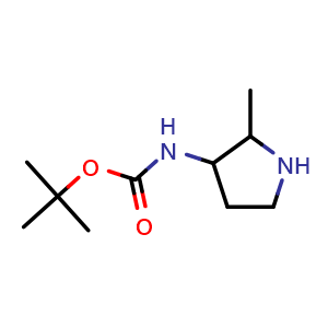 Chemical structure of tert-butyl N-(2-methylpyrrolidin-3-yl)carbamate , CAS 1542710-01-9, AChemBlock X184845