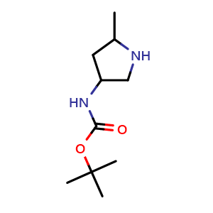 Chemical structure of tert-butyl N-(5-methylpyrrolidin-3-yl)carbamate , CAS 1824321-49-4, AChemBlock X184847
