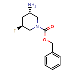 Chemical structure of benzyl (3S,5S)-3-amino-5-fluoro-piperidine-1-carboxylate , CAS 1932350-85-0, AChemBlock X184848