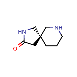 Chemical structure of (5R)-2,9-diazaspiro[4.5]decan-3-one , CAS 2322689-53-0, AChemBlock X184853