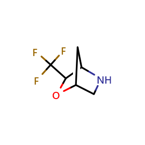 Chemical structure of 3-(trifluoromethyl)-2-oxa-5-azabicyclo[2.2.1]heptane , CAS 1333079-00-7, AChemBlock X184857