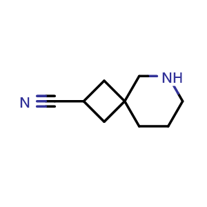 Chemical structure of 6-azaspiro[3.5]nonane-2-carbonitrile , CAS 2090129-48-7, AChemBlock X184878