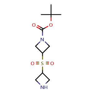 Chemical structure of tert-Butyl 3-(azetidin-3-ylsulfonyl)azetidine-1-carboxylate , CAS 2763755-56-0, AChemBlock X184879