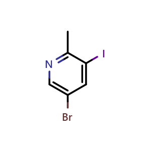 Chemical structure of 5-bromo-3-iodo-2-methyl-pyridine , CAS 1211537-13-1, AChemBlock X184884