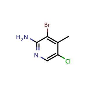 Chemical structure of 3-bromo-5-chloro-4-methyl-pyridin-2-amine , CAS 1199773-28-8, AChemBlock X184891