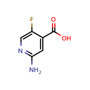 Chemical structure of 2-amino-5-fluoro-pyridine-4-carboxylic acid , CAS 1260671-28-0, AChemBlock X184911