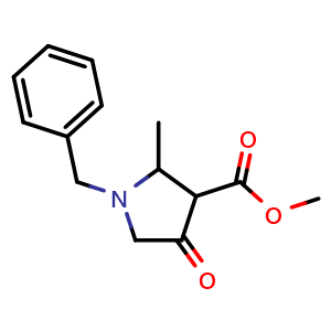 Chemical structure of methyl 1-benzyl-2-methyl-4-oxo-pyrrolidine-3-carboxylate , CAS 176851-68-6, AChemBlock X184922