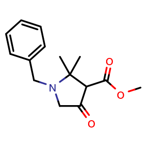 Chemical structure of methyl 1-benzyl-2,2-dimethyl-4-oxo-pyrrolidine-3-carboxylate , CAS 2384339-99-3, AChemBlock X184925