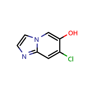 Chemical structure of 7-chloroimidazo[1,2-a]pyridin-6-ol , CAS 2340392-55-2, AChemBlock X184926