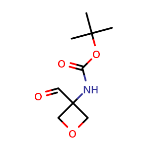 Chemical structure of tert-butyl N-(3-formyloxetan-3-yl)carbamate , CAS 885669-84-1, AChemBlock X184931