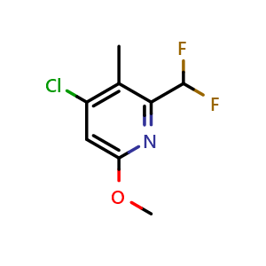 Chemical structure of 4-chloro-2-(difluoromethyl)-6-methoxy-3-methyl-pyridine , CAS 1804495-17-7, AChemBlock X184940