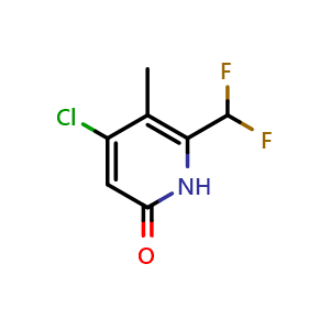 Chemical structure of 4-chloro-6-(difluoromethyl)-5-methyl-1H-pyridin-2-one , CAS 1806854-89-6, AChemBlock X184942