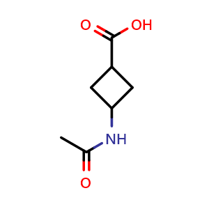 Chemical structure of 3-acetamidocyclobutanecarboxylic acid , CAS 1248563-70-3, AChemBlock X184943