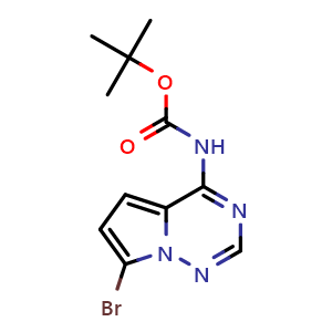 Chemical structure of tert-butyl N-(7-bromopyrrolo[2,1-f][1,2,4]triazin-4-yl)carbamate , CAS 2328091-01-4, AChemBlock X184972