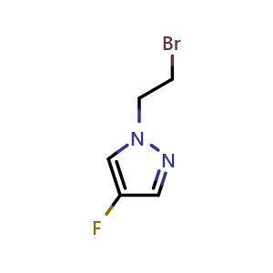 Chemical structure of 1-(2-bromoethyl)-4-fluoro-pyrazole , CAS 1207961-53-2, AChemBlock X184981