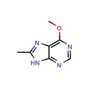 Chemical structure of 6-methoxy-8-methyl-9H-purine , CAS 69257-61-0, AChemBlock X184986