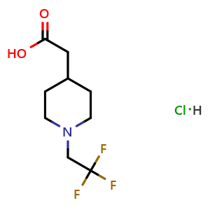 Chemical structure of 2-[1-(2,2,2-trifluoroethyl)-4-piperidyl]acetic acid;hydrochloride , CAS 1922897-45-7, AChemBlock X185010