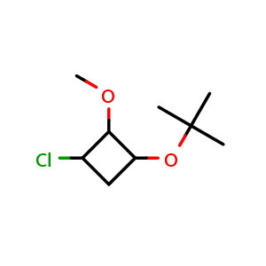 Chemical structure of 1-tert-butoxy-3-chloro-2-methoxy-cyclobutane , CAS 1564986-47-5, AChemBlock X185023