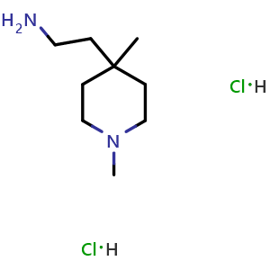 Chemical structure of 2-(1,4-dimethyl-4-piperidyl)ethanamine;dihydrochloride , CAS 2940955-30-4, AChemBlock X185032