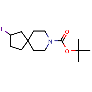 Chemical structure of tert-butyl 3-iodo-8-azaspiro[4.5]decane-8-carboxylate , CAS 2715187-15-6, AChemBlock X185033
