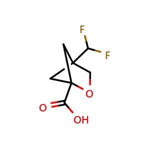 Chemical structure of 4-(difluoromethyl)-2-oxabicyclo[2.1.1]hexane-1-carboxylic acid , CAS 2503207-76-7, AChemBlock X185038