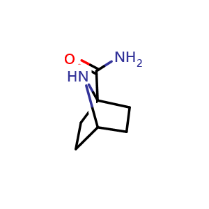 Chemical structure of 7-azabicyclo[2.2.1]heptane-1-carboxamide , CAS 2126161-31-5, AChemBlock X185041