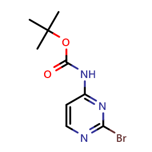 Chemical structure of tert-butyl N-(2-bromopyrimidin-4-yl)carbamate , CAS 2168219-52-9, AChemBlock X185047