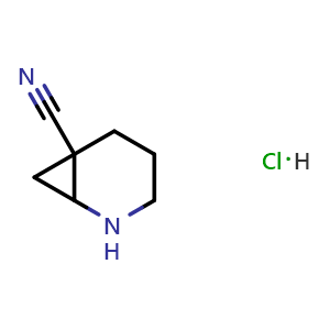 Chemical structure of 2-azabicyclo[4.1.0]heptane-6-carbonitrile;hydrochloride , CAS 2940952-30-5, AChemBlock X185062