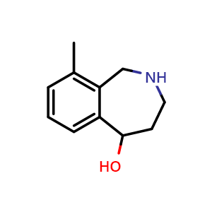 Chemical structure of 9-methyl-2,3,4,5-tetrahydro-1H-2-benzazepin-5-ol , CAS 1432679-43-0, AChemBlock X185073