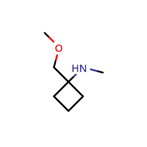 Chemical structure of 1-(methoxymethyl)-N-methyl-cyclobutanamine , CAS 1094071-96-1, AChemBlock X185084