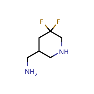 Chemical structure of (5,5-difluoro-3-piperidyl)methanamine , CAS 1373609-12-1, AChemBlock X185089