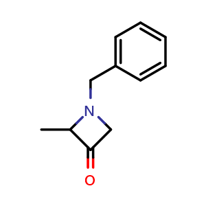 Chemical structure of 1-benzyl-2-methyl-azetidin-3-one , CAS 547753-63-9, AChemBlock X185090