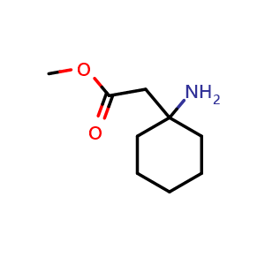 Chemical structure of methyl 2-(1-aminocyclohexyl)acetate , CAS 178242-64-3, AChemBlock X185091