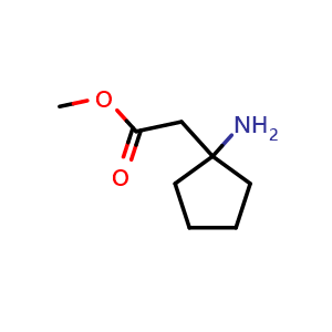 Chemical structure of Methyl 2-(1-aminocyclopentyl)acetate , CAS 178242-71-2, AChemBlock X185096