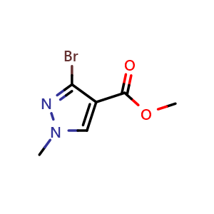 Chemical structure of methyl 3-bromo-1-methyl-pyrazole-4-carboxylate , CAS 1824572-82-8, AChemBlock X185112