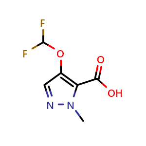 Chemical structure of 4-(difluoromethoxy)-2-methyl-pyrazole-3-carboxylic acid , CAS 2289884-94-0, AChemBlock X185116