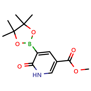 Chemical structure of methyl 6-oxo-5-(4,4,5,5-tetramethyl-1,3,2-dioxaborolan-2-yl)-1H-pyridine-3-carboxylate , CAS 2377609-69-1, AChemBlock X185123