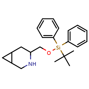 Chemical structure of 3-azabicyclo[4.1.0]heptan-4-ylmethoxy-tert-butyl-diphenyl-silane , CAS 1417743-33-9, AChemBlock X185143