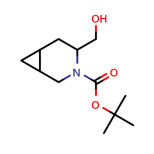 Chemical structure of tert-butyl 4-(hydroxymethyl)-3-azabicyclo[4.1.0]heptane-3-carboxylate , CAS 1417743-35-1, AChemBlock X185145
