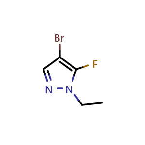 Chemical structure of 4-bromo-1-ethyl-5-fluoro-pyrazole , CAS 1392274-45-1, AChemBlock X185152