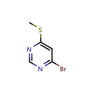 Chemical structure of 4-bromo-6-methylsulfanyl-pyrimidine , CAS 1209458-45-6, AChemBlock X185168