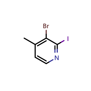 Chemical structure of 3-bromo-2-iodo-4-methyl-pyridine , CAS 1227571-26-7, AChemBlock X185177