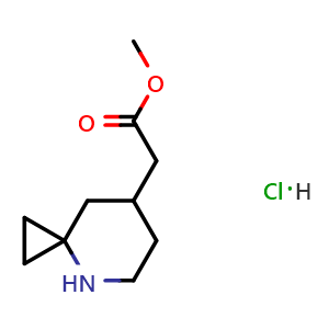 Chemical structure of methyl 2-(4-azaspiro[2.5]octan-7-yl)acetate;hydrochloride , CAS 2305251-70-9, AChemBlock X185187