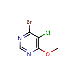 Chemical structure of 4-bromo-5-chloro-6-methoxy-pyrimidine , CAS 2166822-25-7, AChemBlock X185233