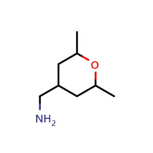 Chemical structure of (2,6-dimethyltetrahydropyran-4-yl)methanamine , CAS 1555719-81-7, AChemBlock X185259