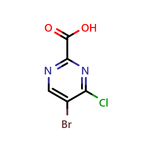 Chemical structure of 5-bromo-4-chloro-pyrimidine-2-carboxylic acid , CAS 933683-09-1, AChemBlock X185268