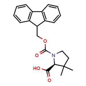 Chemical structure of (2S)-1-(9H-fluoren-9-ylmethoxycarbonyl)-3,3-dimethyl-pyrrolidine-2-carboxylic acid , CAS 1982344-79-5, AChemBlock X185270