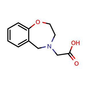Chemical structure of 2-(3,5-dihydro-2H-1,4-benzoxazepin-4-yl)acetic acid , CAS 933740-38-6, AChemBlock X185277